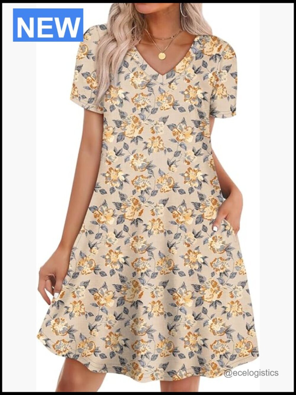 Boho Summer T-Shirt Dress with Pockets Loose Fit S-4XL